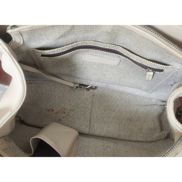 Dooney & Bourke Pebble Leather Satchel Tote Bag Cream Ivory Shoulder Purse - Picture 9 of 15